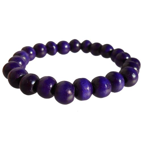 Bracelet en bois violet un rang de perles sur élastique