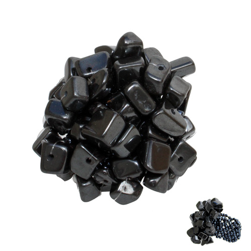 Grosse Bague originale en perles avec Chips d'Hématite pierre naturelle