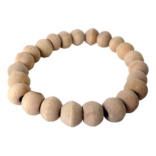 Bracelet artisanal Homme Perles rondes en bois clair naturel 