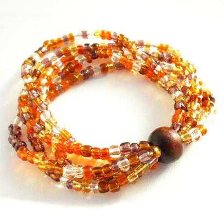 Bracelet Original en perles de verre Mélange Orangé transparent Ambré