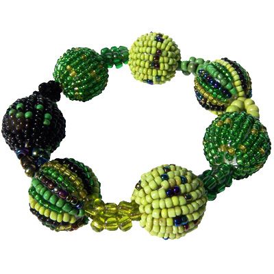 Bracelet Original en Perles boules et perles de rocaille Tons Verts
