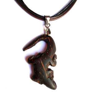 Collier Petit Pendentif Lézard Gecko en Noix de Coco