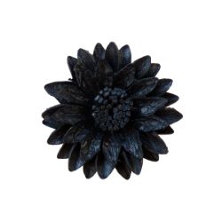 Grosse Bague Fleur en cuir Noire taille ajustable Artisanat de Bali