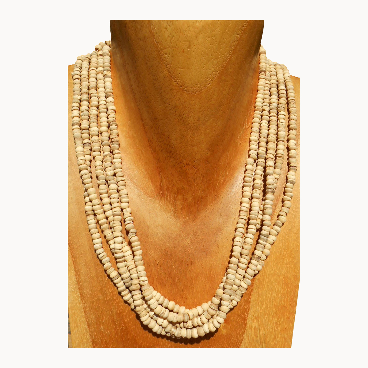Collier rangs de perles en noix de coco naturelle 