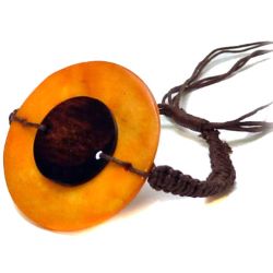 Bracelet en os teinté orange et marron