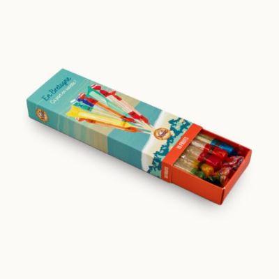 Niniches de Quiberon aux fruits et caramel.<BR> Etui de 160 g.