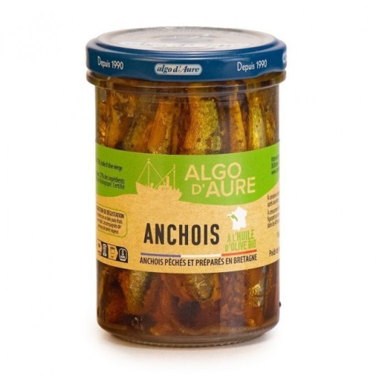 Anchois à l'huile d'olive. Pot de 190 g