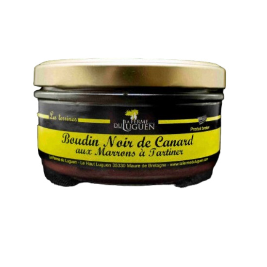 RESERVATION DE BOUDIN AU CANARD ET AUX MARRONS. Pot de 120 g.