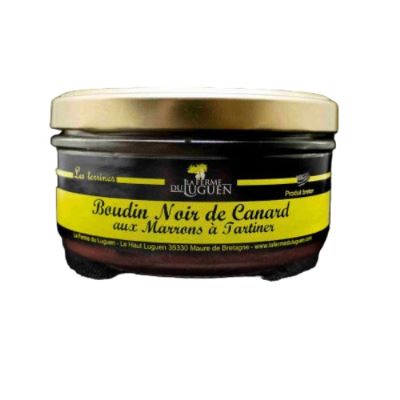 RESERVATION DE BOUDIN AU CANARD ET AUX MARRONS. Pot de 120 g.