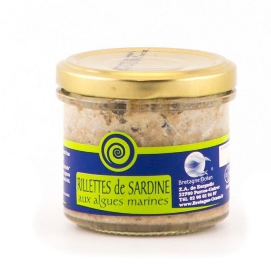RILLETTES DE SARDINES AUX ALGUES MARINES.<BR> Pot de 100 g.