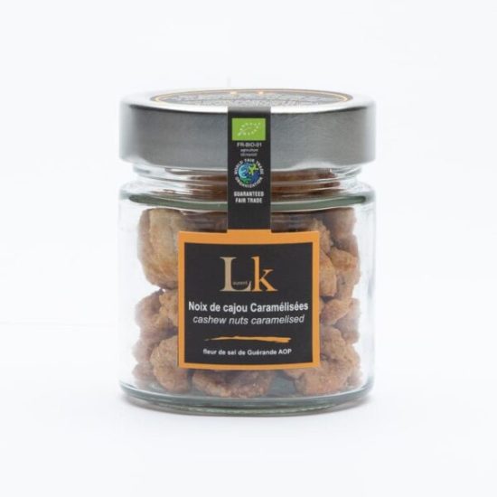 Noix de cajou caramélisées<BR> Pot de 100 g.