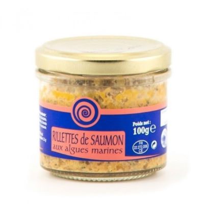 RILLETTES DE SAUMON AUX ALGUES MARINES.<BR> Pot de 100 g.