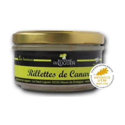 RESERVATION DE RILLETTES DE CANARD AU POIVRE VERT. <BR>Pot de 120 g.