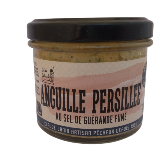 Anguille Persillée au Sel de Guérande Fumé<BR> Pot de 100 g.