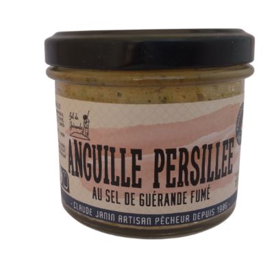 Anguille Persillée au Sel de Guérande Fumé<BR> Pot de 100 g.
