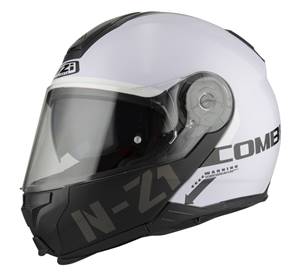 NZI - Casque Moto, Scooter Modulable - COMBI 2 DUO - Blanc brillant