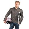Blouson de Moto Homme Rétro Rider-Tec Cuir Gris & Blanc