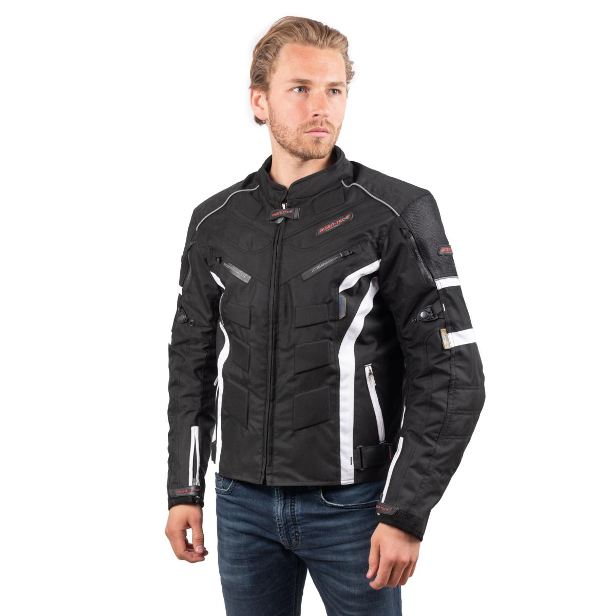 Blouson de Moto Homme Urban Rider-Tec Textile Noir & Blanc