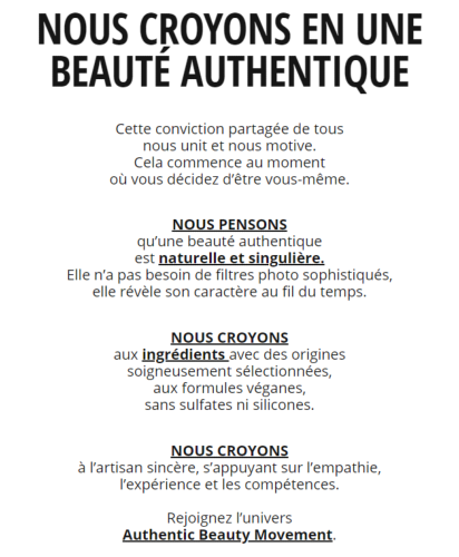 Manifesto Authentic Beauty Concept