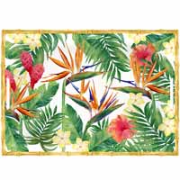 Bandeja grande de presentación con asas - melamina pura - 50 cm - Flores Exóticas