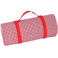 XXL-Picknickdecke mit rotem Karomuster und wasserundurchlässiger Rückseite