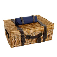 Picnic trunk with leather straps in blue - ‘Champs-Elysées’ for 6