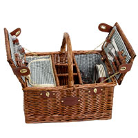 Panier pique-nique "Saint-Germain" foncé - Vichy vert - 4 personnes