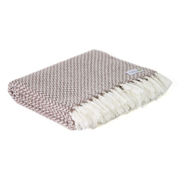 Plaid cachemire et laine petits chevrons Marron Glacé - Plaid Confort - 130 x 230 cm