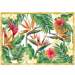 Bandeja grande de presentación con asas - melamina pura - 50 cm - Flores Exóticas