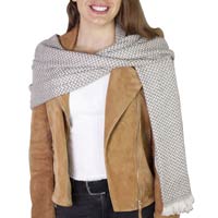 Estola / pashmina de Mujer de cachemira y lana Marrón Glacé de espiguilla