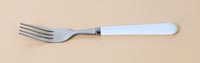 Thin stainless steel fork, white melamine sleeve