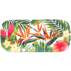 Lange rechteckige Kuchenplatte - reines Melamin - 37,5 cm - Exotische Blumen
