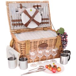 ® Picknickkorb für 4 Personen Kühltasche Camping Set Korb Besteck casa.pro 