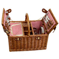 Picnic basket for 4 people Red gingham - ‘Saint-Germain’