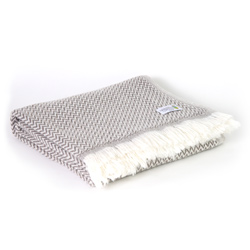 Manta ligera de cachemir y lana con pequeño diseño de espiguilla : Marrón Glacé - 130 x 230 cm