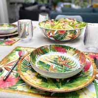 Servizio da tavola per pasta: insalatiera + 6 piatti da minestra (di cui 2 GRATIS) Fiori Esotici