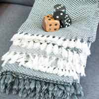 Kasjmier en wol kleine visgraatdeken Antraciet Grijs - Plaid Confort - 130 x 230 cm