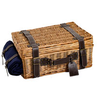 Wicker and leather picnic trunk in blue - ‘Champs-Elysées’ - for 2