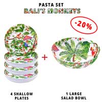 Pasta service: 1 salad bowl + 4 soup plates (-20%) Bali Monkeys Theme