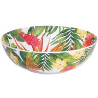 Große Salatschüssel aus reinem Melamin - 31 cm - Exotische Blumen