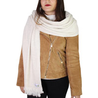 Estola / pashmina de Mujer de cachemira y lana Beige Almendra de espiguilla
