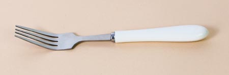 Thick stainless steel fork, white melamine sleeve