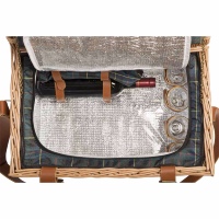 Panier pique-nique cuir "Trianon vert" - 4 personnes