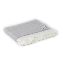 Plaid cachemire et laine Gris Souris - Plaid léger grands chevrons - 130 x 230 cm