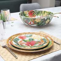 Petite assiette plate à dessert en mélamine 23 cm - Fleurs Exotiques