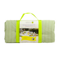 Quadratische, apfelgrün karierte Picknickdecke mit wasserundurchlässiger Rückseite (140 x 140 cm)