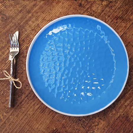 Großer flacher Teller aus reinem Melamin 27 cm - Blau 2 Stück