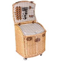 Picnic basket on wheels gray fabric "Concorde" - 4 Persons