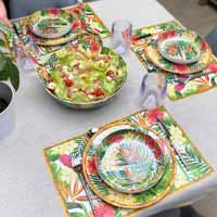 Pasta service: 1 salad bowl + 4 soup plates (-20%) Exotic Flowers Theme