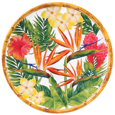 Large melamine dinner plate 28 cm - Exotic Flowers